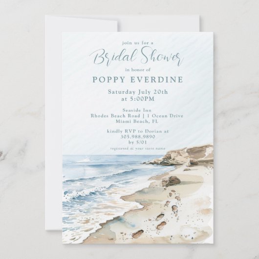Waterverf BeachBruidsdouche Kaart (Voorkant)