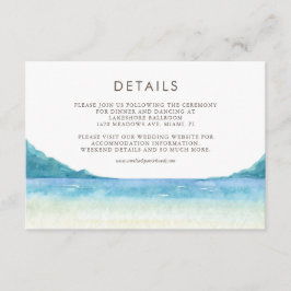 Waterverf Beachfront Tropical Wedding Details Informatiekaartje