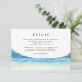 Waterverf Beachfront Tropical Wedding Details Informatiekaartje (Staand voorkant)