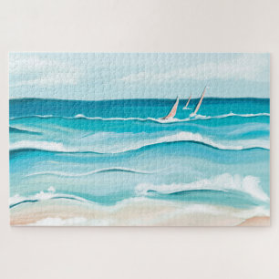 Waterverf Beachside Ocean Shore Scenery Legpuzzel