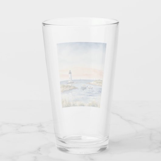 Waterverf Beachy Ocean Lighthouse Glas (Achterkant)