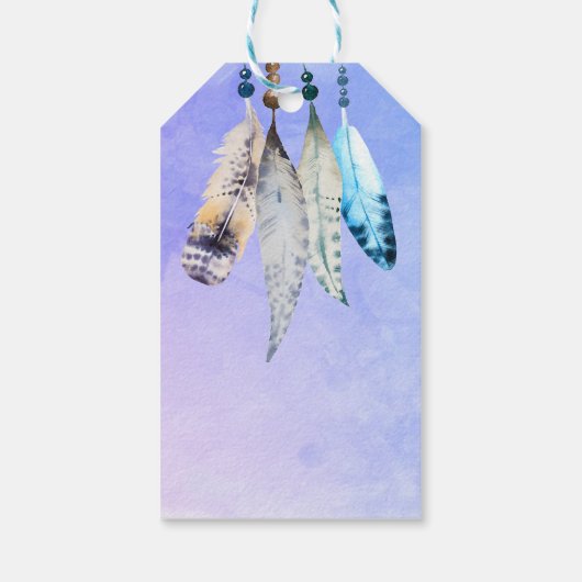 Waterverf Beads 'n Feathers Bedankt Cadeaulabel (Achterkant)