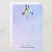 Waterverf Beads 'n Veters op Bluish Paars Briefpapier (Voorkant / Achterkant)