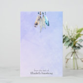 Waterverf Beads 'n Veters op Bluish Paars Briefpapier (Staand voorkant)