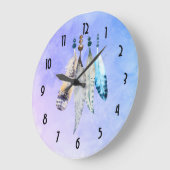 Waterverf Beads 'n Veters op Bluish Paars Grote Klok (Hoek)