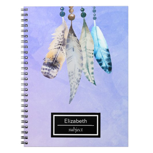 Waterverf Beads 'n Veters op Bluish Paars Notitieboek (Voorkant)