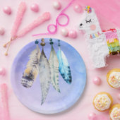 Waterverf Beads 'n Veters op Bluish Paars Papieren Bordje (Feest)