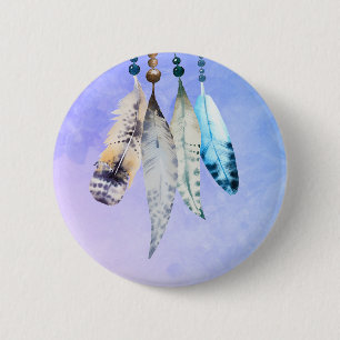 Waterverf Beads 'n Veters op Bluish Paars Ronde Button 5,7 Cm