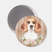 Waterverf Beagle & Bloemen  Magneet (Voorkant / Achterkant)