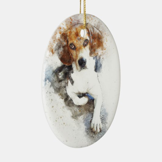 Waterverf Beagle Dog Abstract Keramisch Ornament (Rechts)