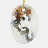 Waterverf Beagle Dog Abstract Keramisch Ornament (Voorkant)