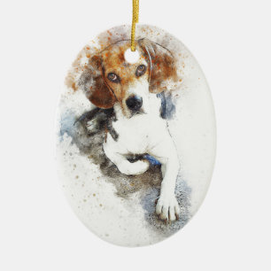 Waterverf Beagle Dog Abstract Keramisch Ornament