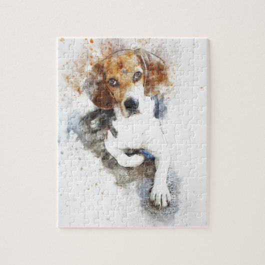 Waterverf Beagle Dog Abstract Legpuzzel (Verticaal)