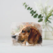 Waterverf Beagle Dog Briefkaart (Staand voorkant)