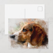 Waterverf Beagle Dog Briefkaart (Voorkant / Achterkant)