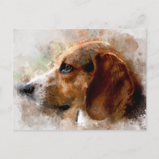 Waterverf Beagle Dog Briefkaart (Voorkant)
