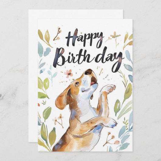 Waterverf Beagle dog Verjaardag Feestdagenkaart (Voorkant / Achterkant)