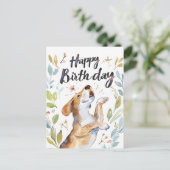 Waterverf Beagle hond Verjaardag Briefkaart (Staand voorkant)