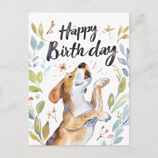 Waterverf Beagle hond Verjaardag Briefkaart (Voorkant)
