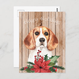 Waterverf Beagle & KerstBouquet Briefkaart