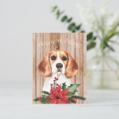 Waterverf Beagle & KerstBouquet Briefkaart (Staand voorkant)