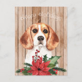 Waterverf Beagle & KerstBouquet Briefkaart (Voorkant)