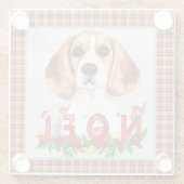 Waterverf Beagle & KerstBouquet Glazen Onderzetter (Achterkant)