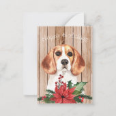 Waterverf Beagle & KerstBouquet Notitiekaartje (Voorkant)