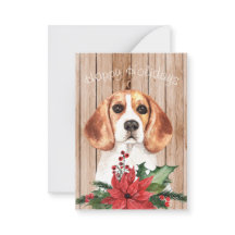 Waterverf Beagle & KerstBouquet