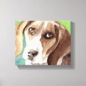 waterverf Beagle Portrait Canvas Afdruk (Voorkant)