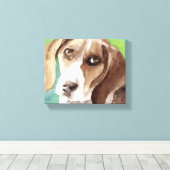 waterverf Beagle Portrait Canvas Afdruk (Insitu (Houten vloer))