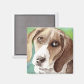 waterverf Beagle Portrait Magneet (Voorkant / Achterkant)