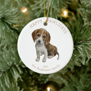 waterverf beagle puppy happy pawlidays foto keramisch ornament