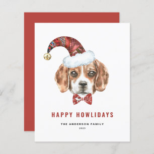 Waterverf Beagle Santa Happy Howlidays Kaart