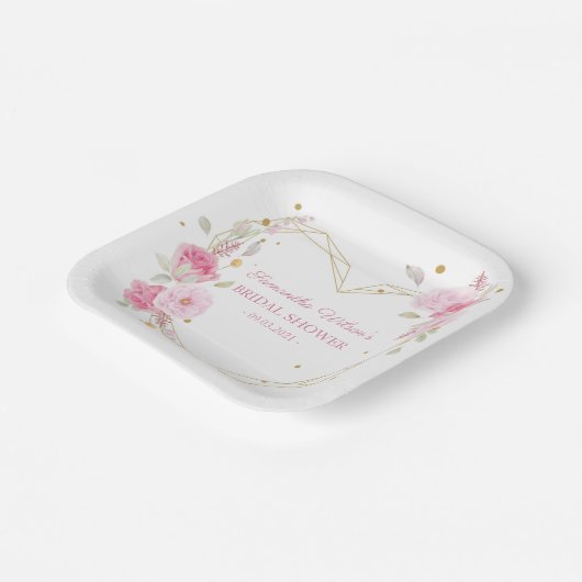 Waterverf Beauful floral roos Vrijgezellenfeest Papieren Bordje (Gebogen)