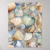 Waterverf Beauful Seashells Pattern Poster (Voorkant)