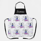 Waterverf Beauty Nail Poolse Salon gepersonaliseer Schort (Voorkant)