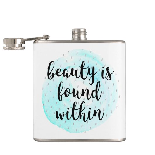 Waterverf Beauty Quote Heupfles (Geopend)