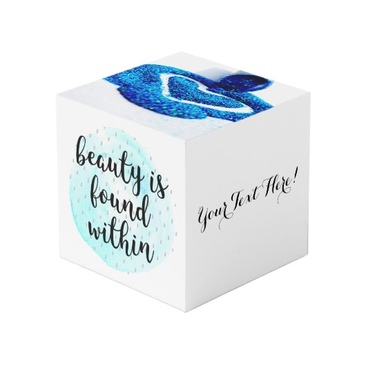 Waterverf Beauty Quote Kubus (Voorkant hoekig)