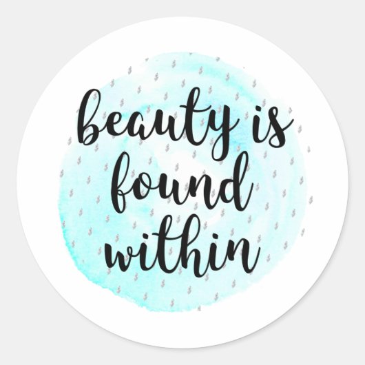 Waterverf Beauty Quote Ronde Sticker (Voorkant)