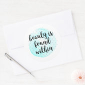 Waterverf Beauty Quote Ronde Sticker (Envelop)