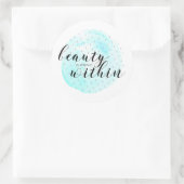 Waterverf Beauty Quote Ronde Sticker (Tas)
