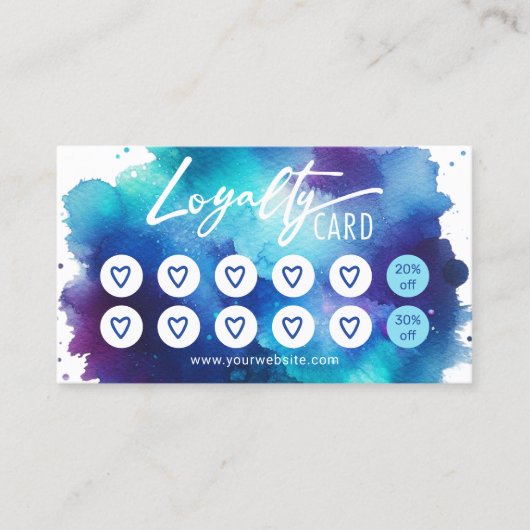 Waterverf Beauty Salon & Spa Schattigee Harten Loy Klantenkaartje (Voorkant)