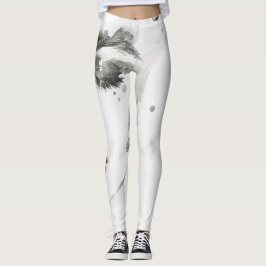 Waterverf Beauty: Vrouw portretillustratie Leggings (Voorkant)