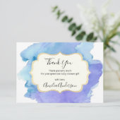 Waterverf BEDANKT U baby shower Blauw wit Kaart (Staand voorkant)