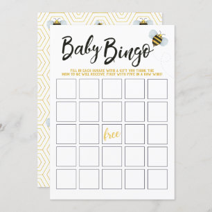 Waterverf Bee Baby shower Bingo Kaart