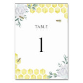 Waterverf Bee Bloemen - Trouwtafel nummer Kaart (Achterkant)