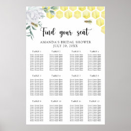 Waterverf Bee Bloemen Zitkaart Poster