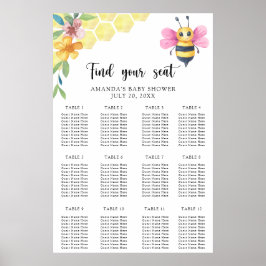 Waterverf Bee Bloemen Zitkaart Poster