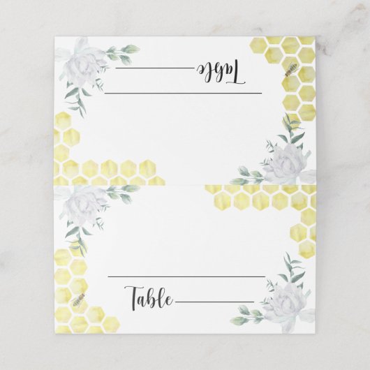 Waterverf Bee floral bruiloft plaatskaarten Plaatskaartje (Buitenkant ongevouwen)